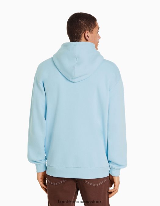 Bershka bărbați hanorac supradimensionat albastru deschis Z86D2951 îmbrăcăminte