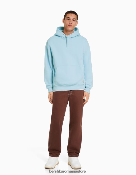 Bershka bărbați hanorac supradimensionat albastru deschis Z86D2951 îmbrăcăminte