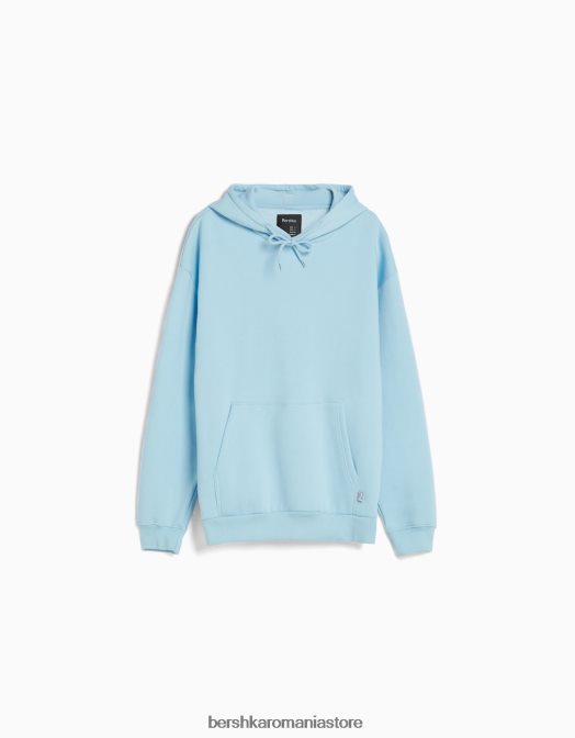 Bershka bărbați hanorac supradimensionat albastru deschis Z86D2951 îmbrăcăminte