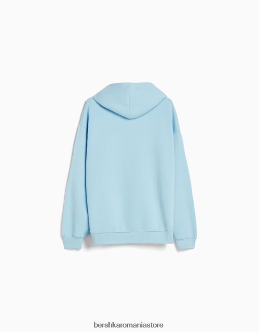 Bershka bărbați hanorac supradimensionat albastru deschis Z86D2951 îmbrăcăminte