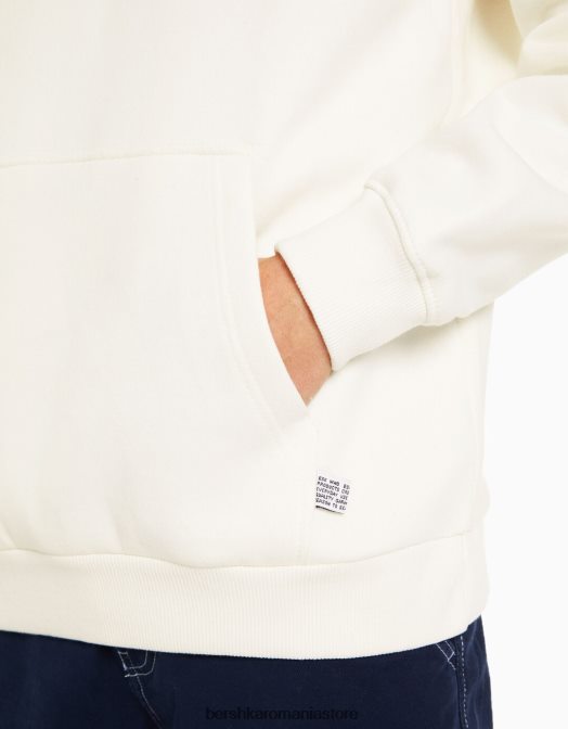 Bershka bărbați hanorac supradimensionat aproape alb Z86D2953 îmbrăcăminte