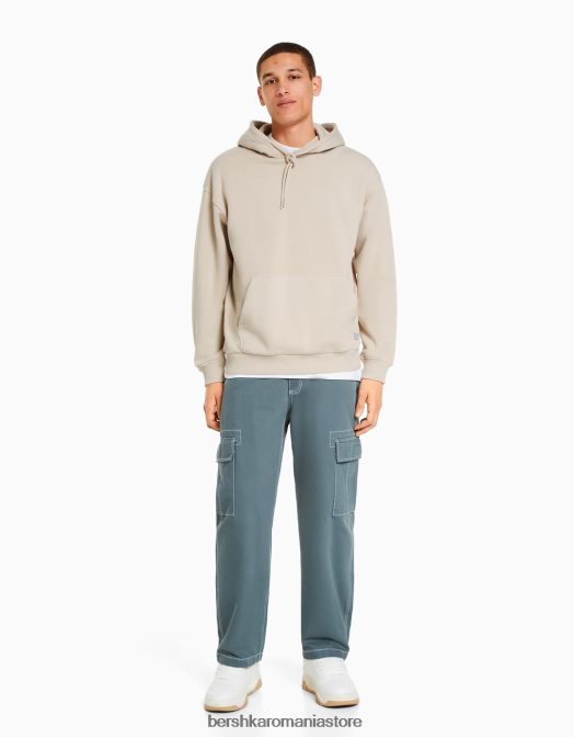 Bershka bărbați hanorac supradimensionat bej Z86D2956 îmbrăcăminte