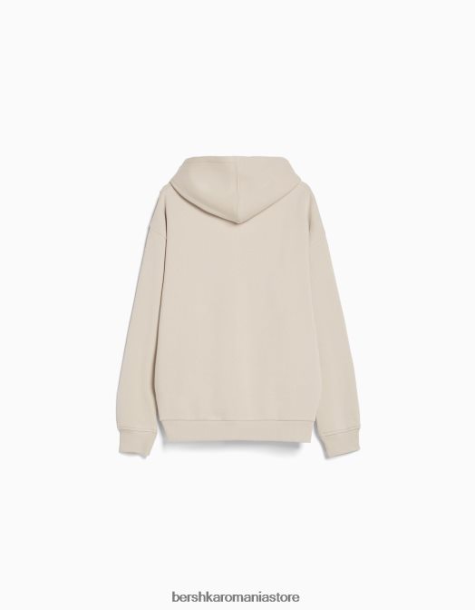 Bershka bărbați hanorac supradimensionat bej Z86D2956 îmbrăcăminte