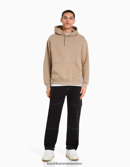 Bershka bărbați hanorac supradimensionat cămilă Z86D2959 îmbrăcăminte