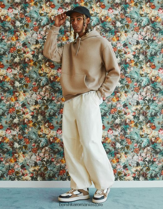 Bershka bărbați hanorac supradimensionat cămilă Z86D2959 îmbrăcăminte