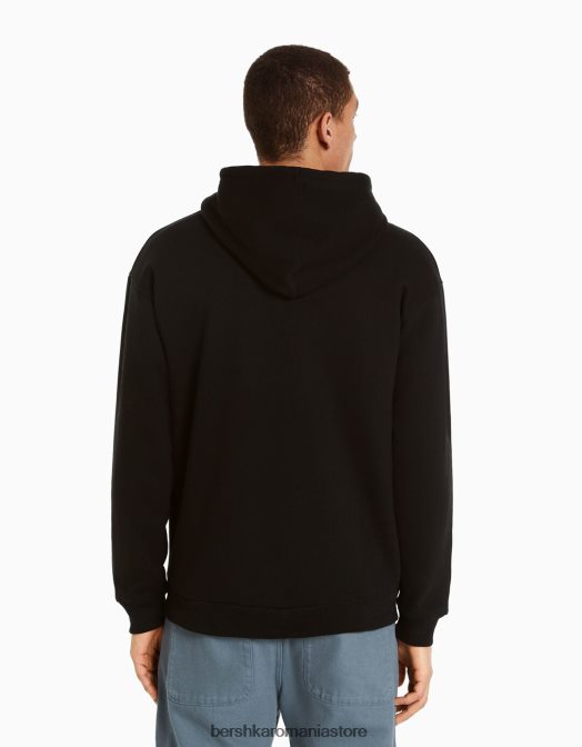 Bershka bărbați hanorac supradimensionat negru Z86D2952 îmbrăcăminte