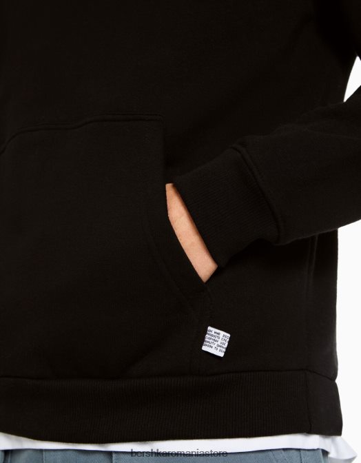 Bershka bărbați hanorac supradimensionat negru Z86D2952 îmbrăcăminte