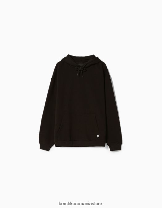 Bershka bărbați hanorac supradimensionat negru Z86D2952 îmbrăcăminte