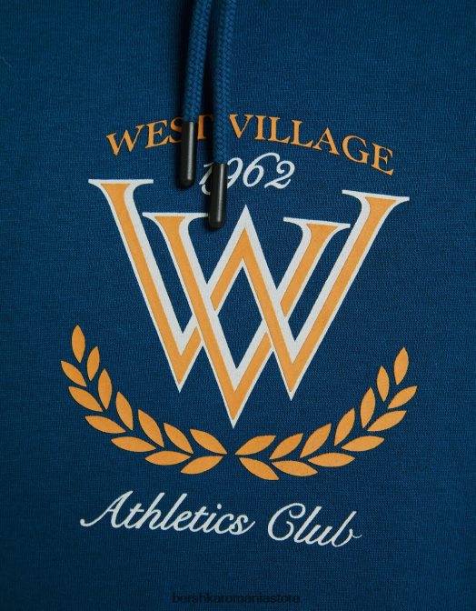 Bershka bărbați hanoracul de facultate albastru inchis Z86D2984 îmbrăcăminte