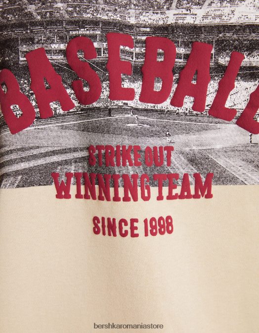 Bershka bărbați hanoracul de facultate cămilă Z86D2989 îmbrăcăminte