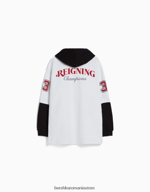 Bershka bărbați supracămașă cu hanoraș de pluș cu mâneci lungi aproape alb Z86D2935 îmbrăcăminte