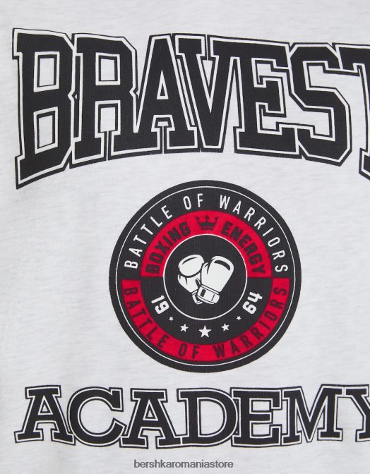 Bershka bărbați vestă din lână cu glugă cu imprimeu box gri Z86D2946 îmbrăcăminte