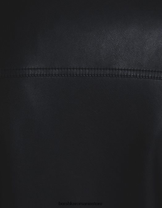 Bershka bărbați geacă biker din imitație de piele negru Z86D3084 îmbrăcăminte