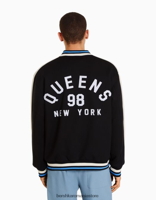 Bershka bărbați geaca din piele intoarsa artificiala cu plasture negru Z86D3095 îmbrăcăminte