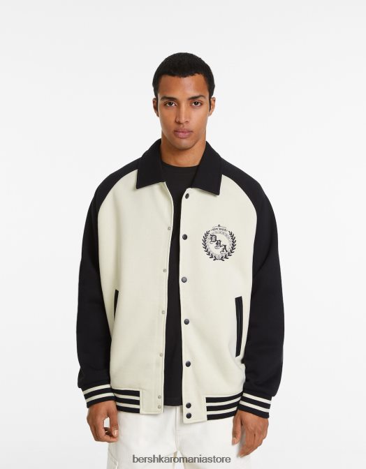 Bershka bărbați geaca din stofa contrastanta negru Z86D3097 îmbrăcăminte