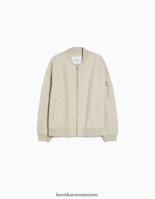 Bershka bărbați jachetă bomber din bumbac bej Z86D3104 îmbrăcăminte