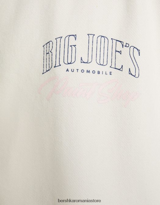 Bershka bărbați jachetă bomber din denim cu fir contrastant cremă Z86D3098 îmbrăcăminte