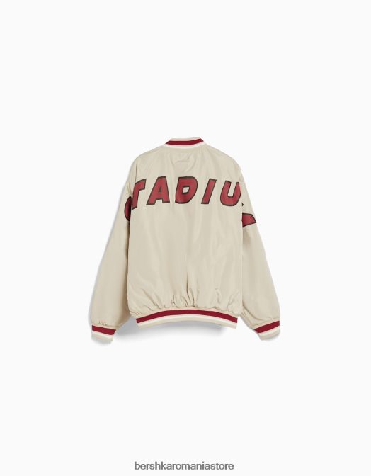 Bershka bărbați jachetă bomber matlasată imprimată cremă Z86D3106 îmbrăcăminte