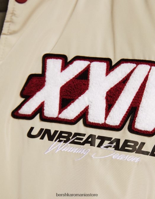 Bershka bărbați jachetă bomber matlasată imprimată cremă Z86D3106 îmbrăcăminte