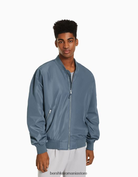 Bershka bărbați jachetă bomber tehnică ușoară gri inchis Z86D3041 îmbrăcăminte
