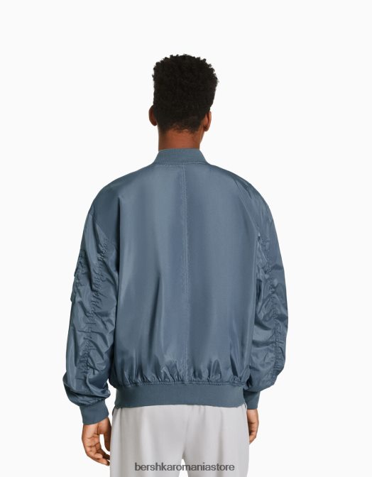 Bershka bărbați jachetă bomber tehnică ușoară gri inchis Z86D3041 îmbrăcăminte