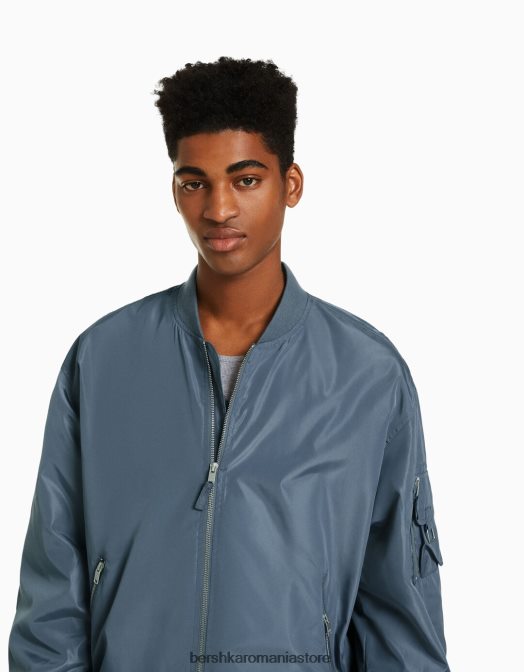 Bershka bărbați jachetă bomber tehnică ușoară gri inchis Z86D3041 îmbrăcăminte