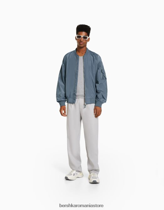 Bershka bărbați jachetă bomber tehnică ușoară gri inchis Z86D3041 îmbrăcăminte