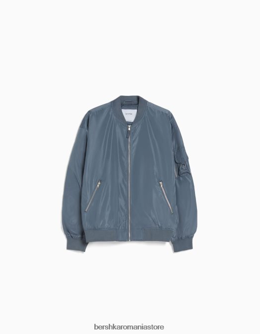 Bershka bărbați jachetă bomber tehnică ușoară gri inchis Z86D3041 îmbrăcăminte