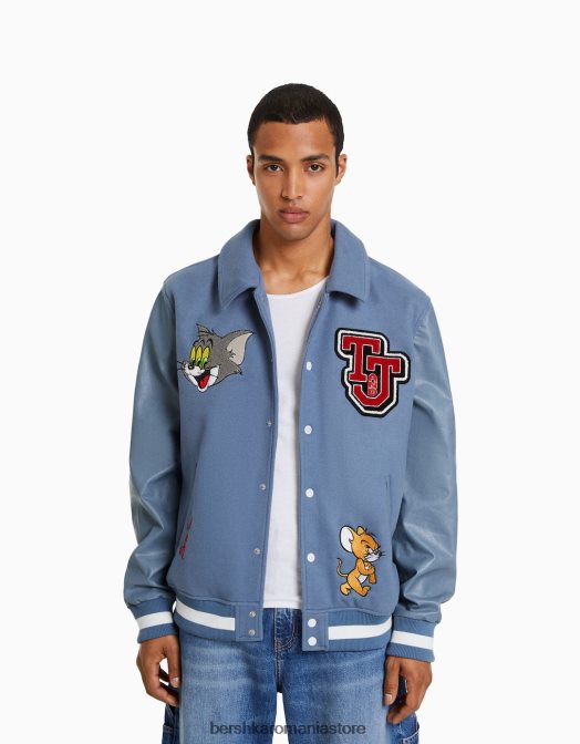 Bershka bărbați jachetă cu plasture Tom & Jerry albastru Z86D3056 îmbrăcăminte