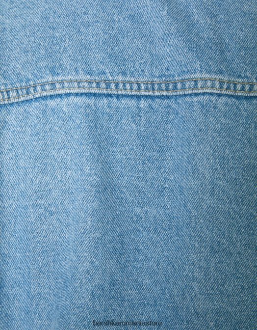 Bershka bărbați jachetă din denim cu căptușeală fleece albastru deschis Z86D3102 îmbrăcăminte