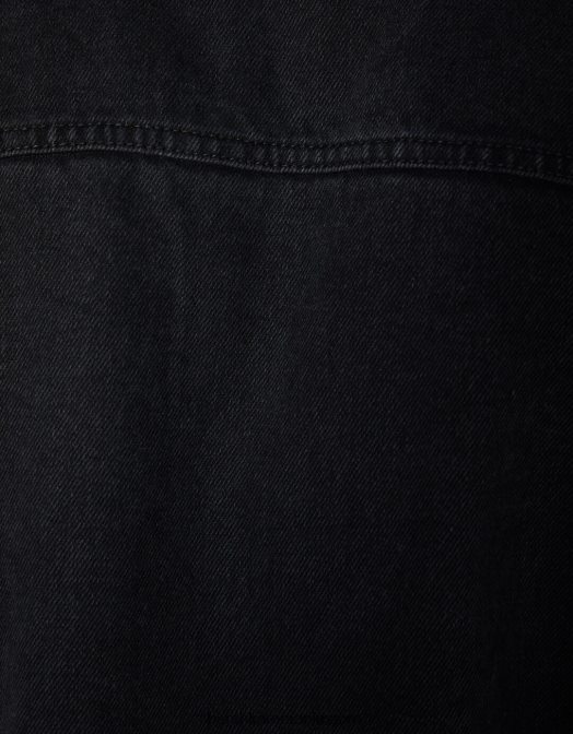 Bershka bărbați jachetă din denim cu căptușeală fleece negru Z86D3100 îmbrăcăminte