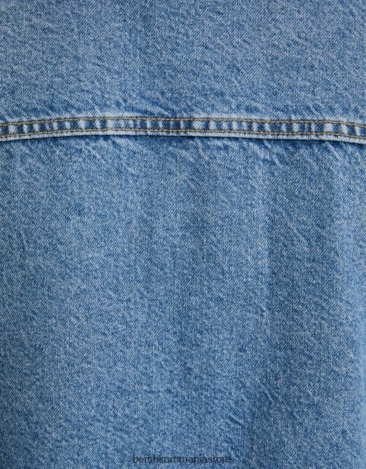 Bershka bărbați jachetă din denim supradimensionată albastru deschis Z86D3055 îmbrăcăminte