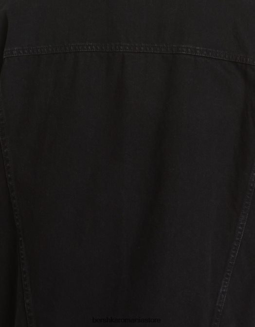 Bershka bărbați jachetă din denim supradimensionată negru Z86D3054 îmbrăcăminte