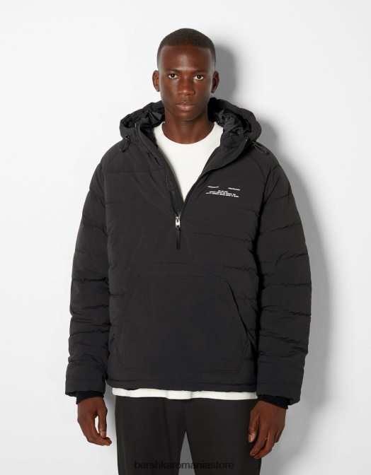 Bershka bărbați jachetă pufă cu buzunar husă negru Z86D3059 îmbrăcăminte