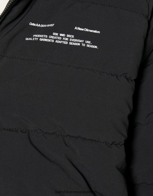 Bershka bărbați jachetă pufă cu buzunar husă negru Z86D3059 îmbrăcăminte