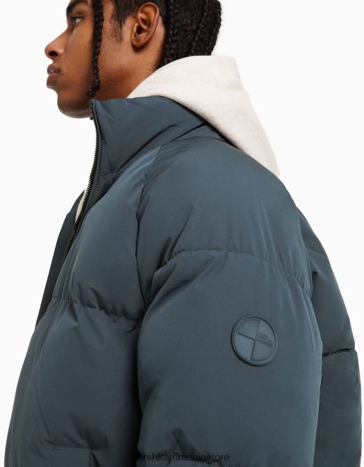 Bershka bărbați jachetă puf gri inchis Z86D3067 îmbrăcăminte