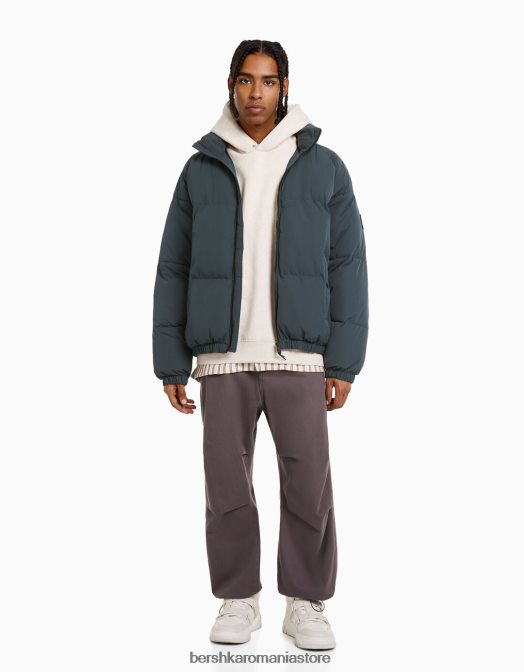 Bershka bărbați jachetă puf gri inchis Z86D3067 îmbrăcăminte