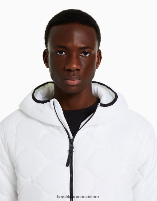 Bershka bărbați jachetă pufă ușoară alb Z86D3057 îmbrăcăminte