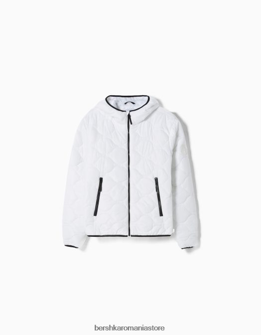 Bershka bărbați jachetă pufă ușoară alb Z86D3057 îmbrăcăminte