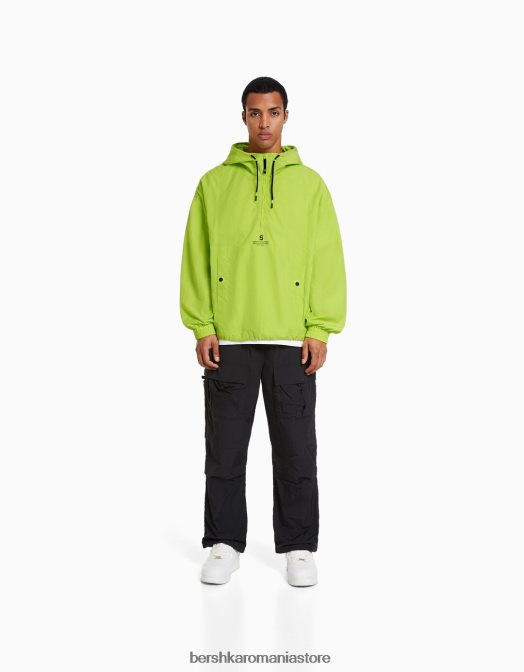 Bershka bărbați jachetă subțire din nailon lămâie verde Z86D3074 îmbrăcăminte