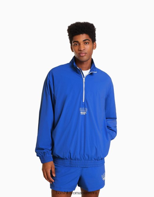 Bershka bărbați jachetă ușoară din amestec de nailon albastru Z86D3072 îmbrăcăminte