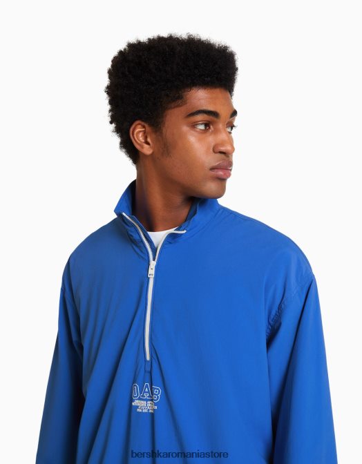 Bershka bărbați jachetă ușoară din amestec de nailon albastru Z86D3072 îmbrăcăminte