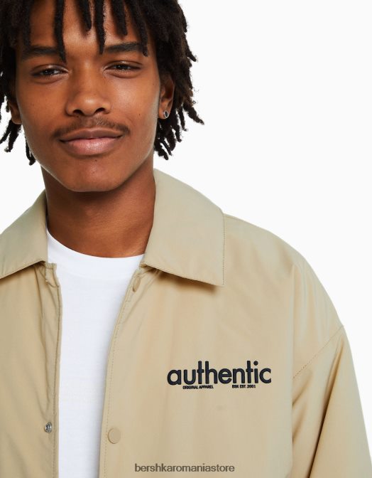 Bershka bărbați jacheta cu imprimeu la spate cămilă Z86D3049 îmbrăcăminte