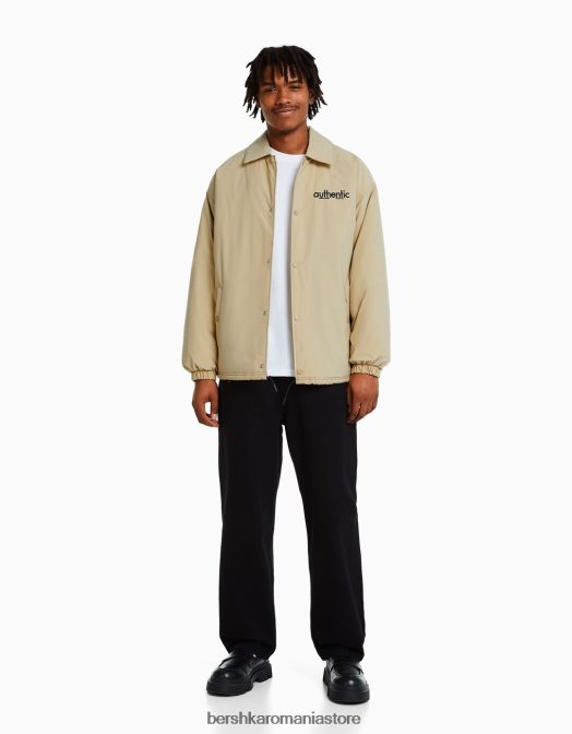 Bershka bărbați jacheta cu imprimeu la spate cămilă Z86D3049 îmbrăcăminte