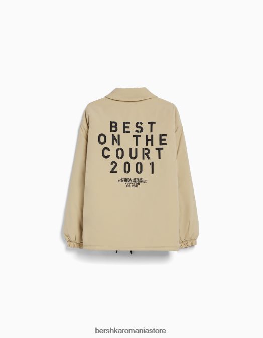 Bershka bărbați jacheta cu imprimeu la spate cămilă Z86D3049 îmbrăcăminte