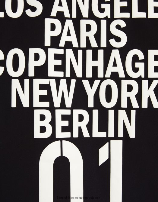 Bershka bărbați jacheta cu imprimeu la spate negru Z86D3048 îmbrăcăminte