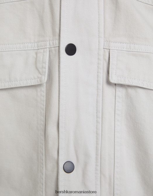 Bershka bărbați jacheta denim parașuta cu glugă gri Z86D3075 îmbrăcăminte