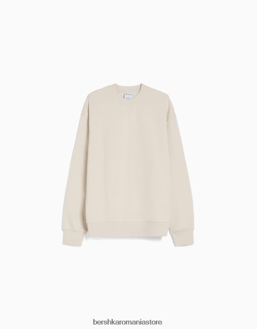 Bershka bărbați pulover cu decolteu aproape alb Z86D2947 îmbrăcăminte