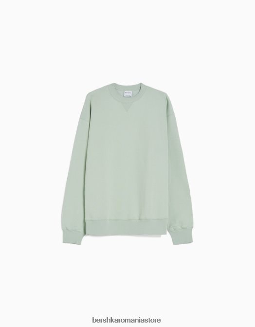 Bershka bărbați pulover cu decolteu verde Z86D2948 îmbrăcăminte