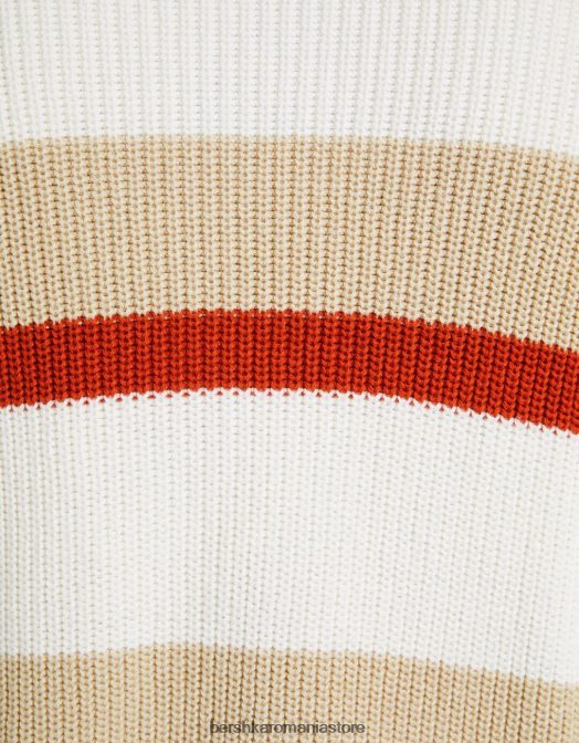 Bershka bărbați pulover cu dungi orizontale cremă Z86D3013 îmbrăcăminte